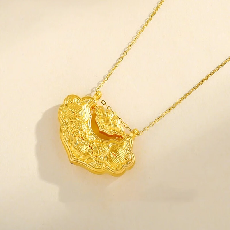 中银亿金足金999锦鲤如意锁包吊坠时尚精致百搭轻奢送人(不含链）