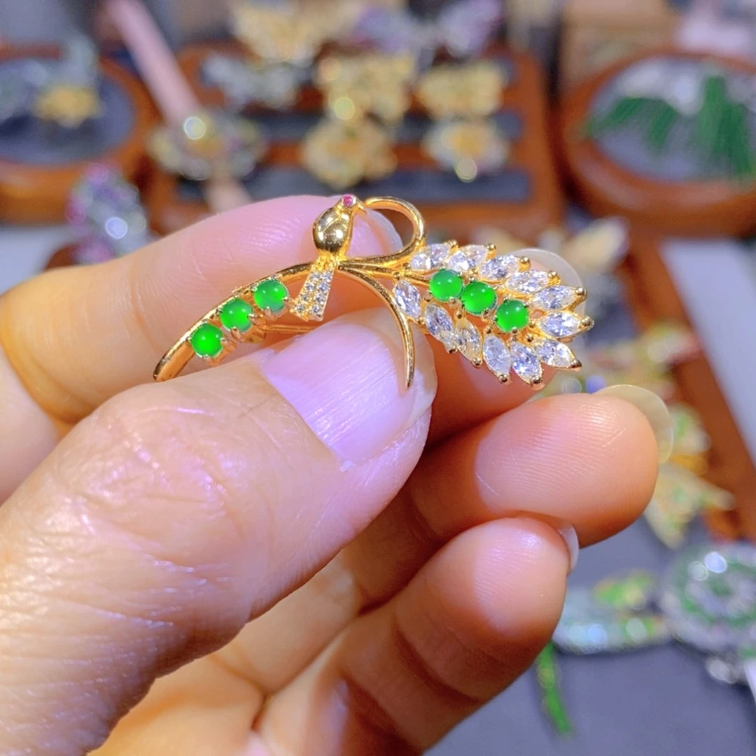 银S925镶嵌挂件翡翠