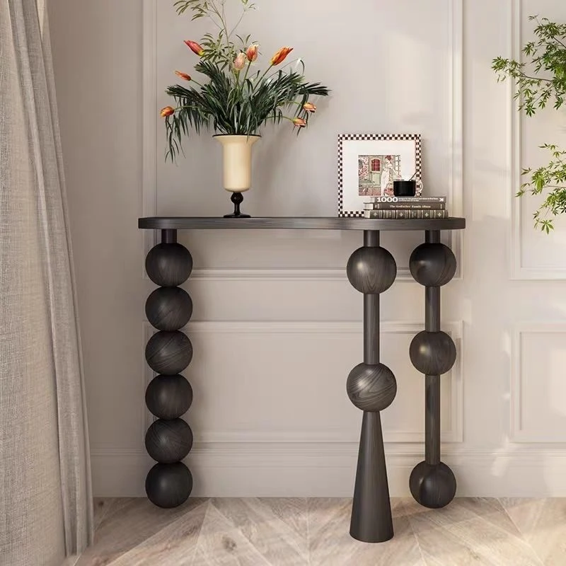 2025年新款法式复古实木中古玄关桌玄关入户书桌贡桌现代北欧艺术