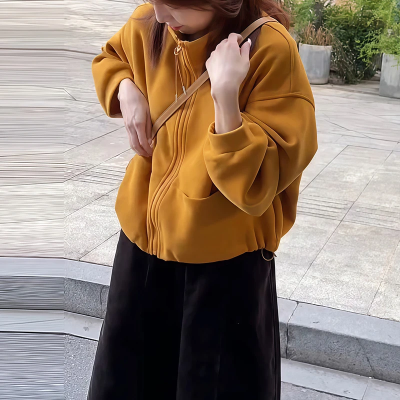 韩版时尚减龄洋气单排扣长袖卫衣女2025秋冬新款拉链开衫短款外套