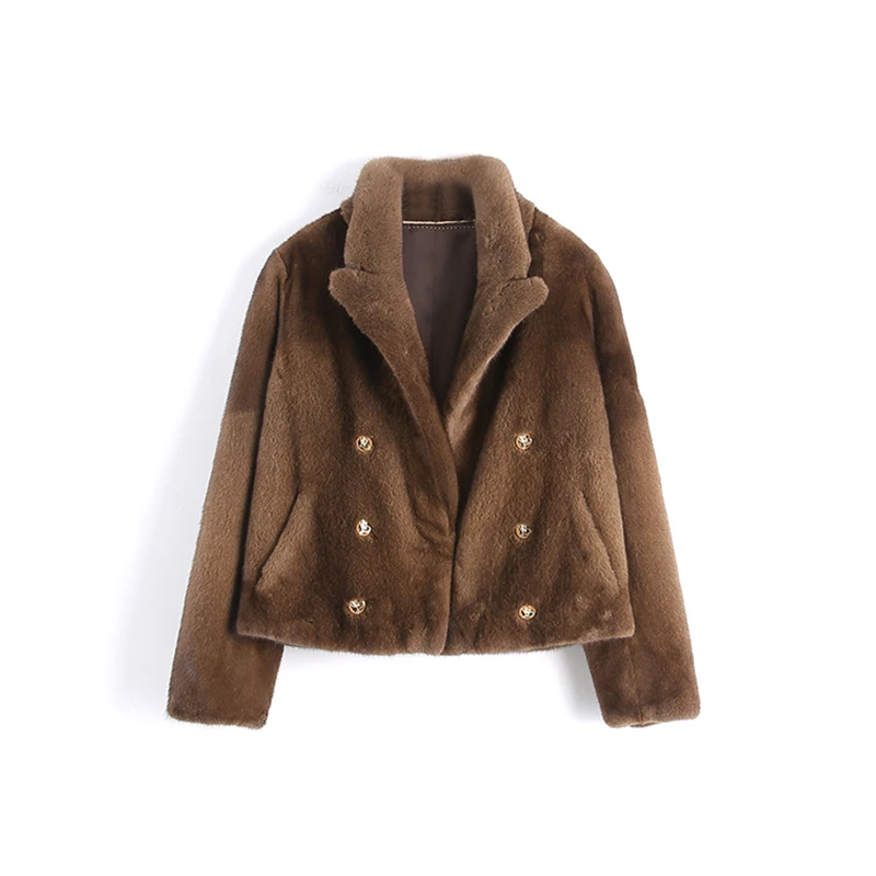 MDL246216轻奢进口_高定面试天鹅绒短二水貂皮草