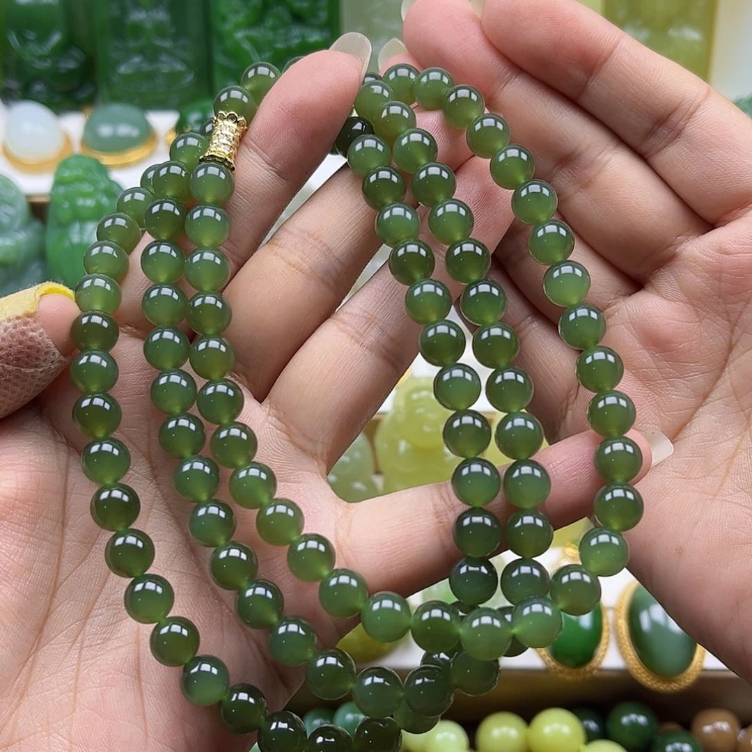 和田玉未镶嵌项链108颗卡8