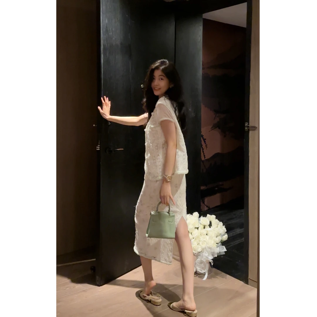 【N·COU】25夏新款【绿野仙踪】无袖镂空钉珠马甲套装DY60661