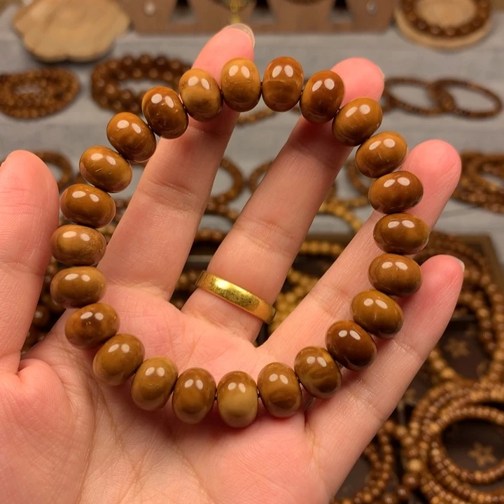 果皮天然库克精挑9*12算盘珠单圈手串