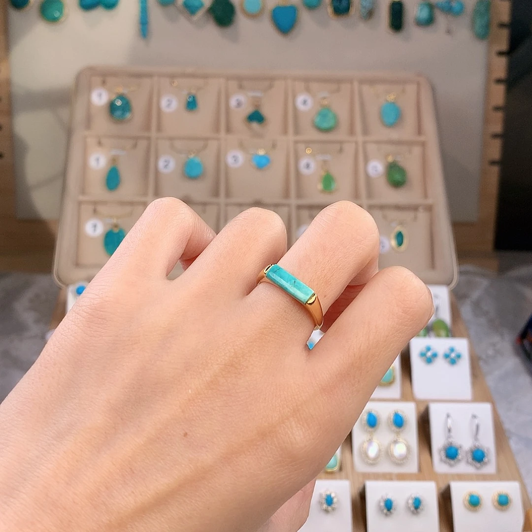 绿松石银S925镶嵌戒指