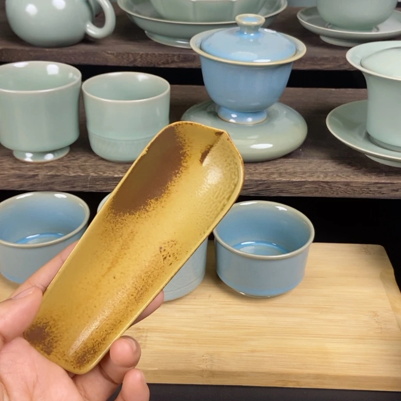 【闪购商品】茶则圆框草木灰汝瓷