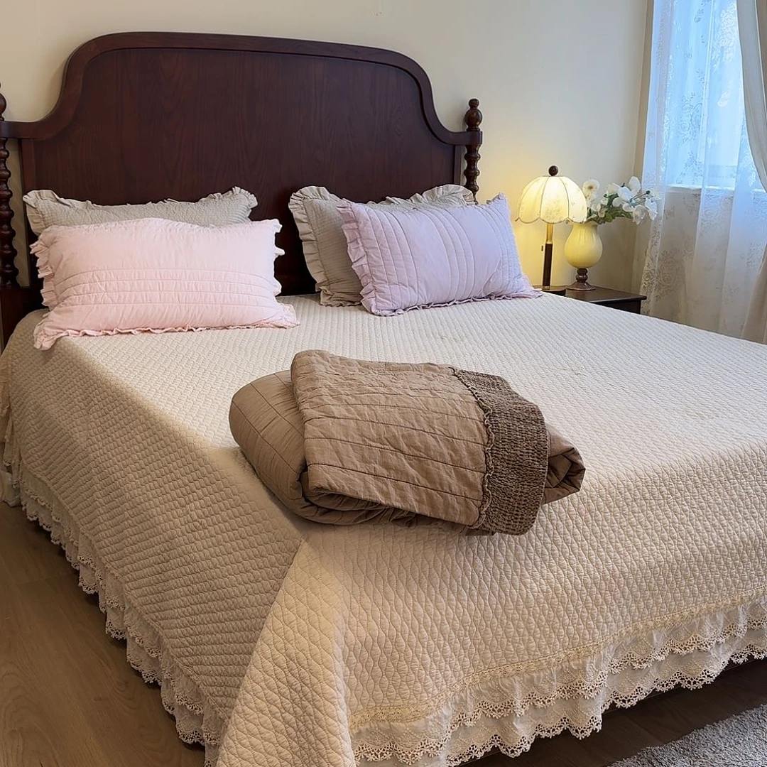 棉巧克力色华夫格三件套