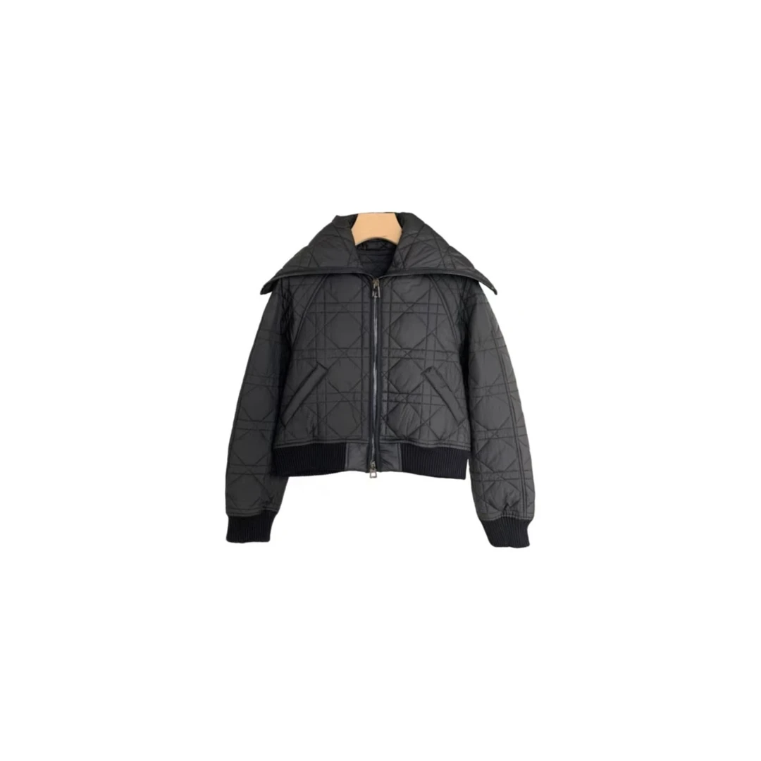 DD186 黑色滕格纹秋冬百搭外套