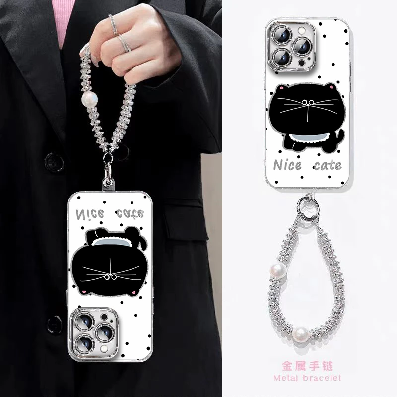 【精孔羽纱】大脸黑猫适用苹果oppo华为荣耀vivo小米全包防摔手机壳