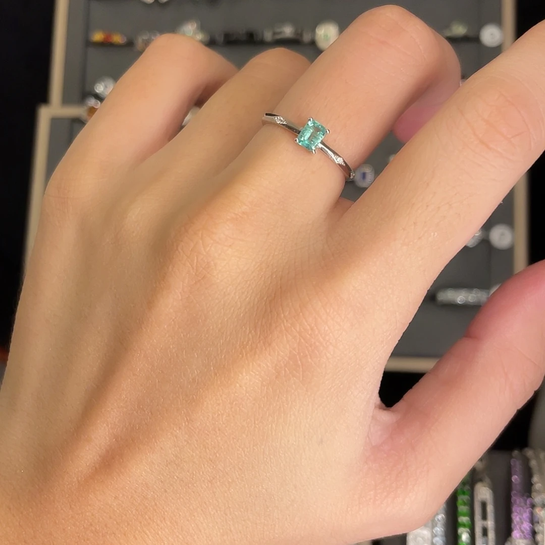 祖母绿戒指银S925镶嵌