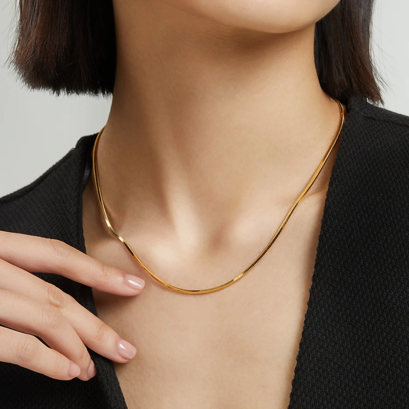 合金仿珍珠项链 925女百搭夏季ins风时尚锁骨链轻奢蛇骨链青岛