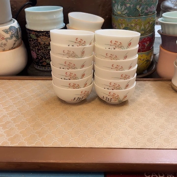 瓷片陶瓷单杯微瑕12个兰花