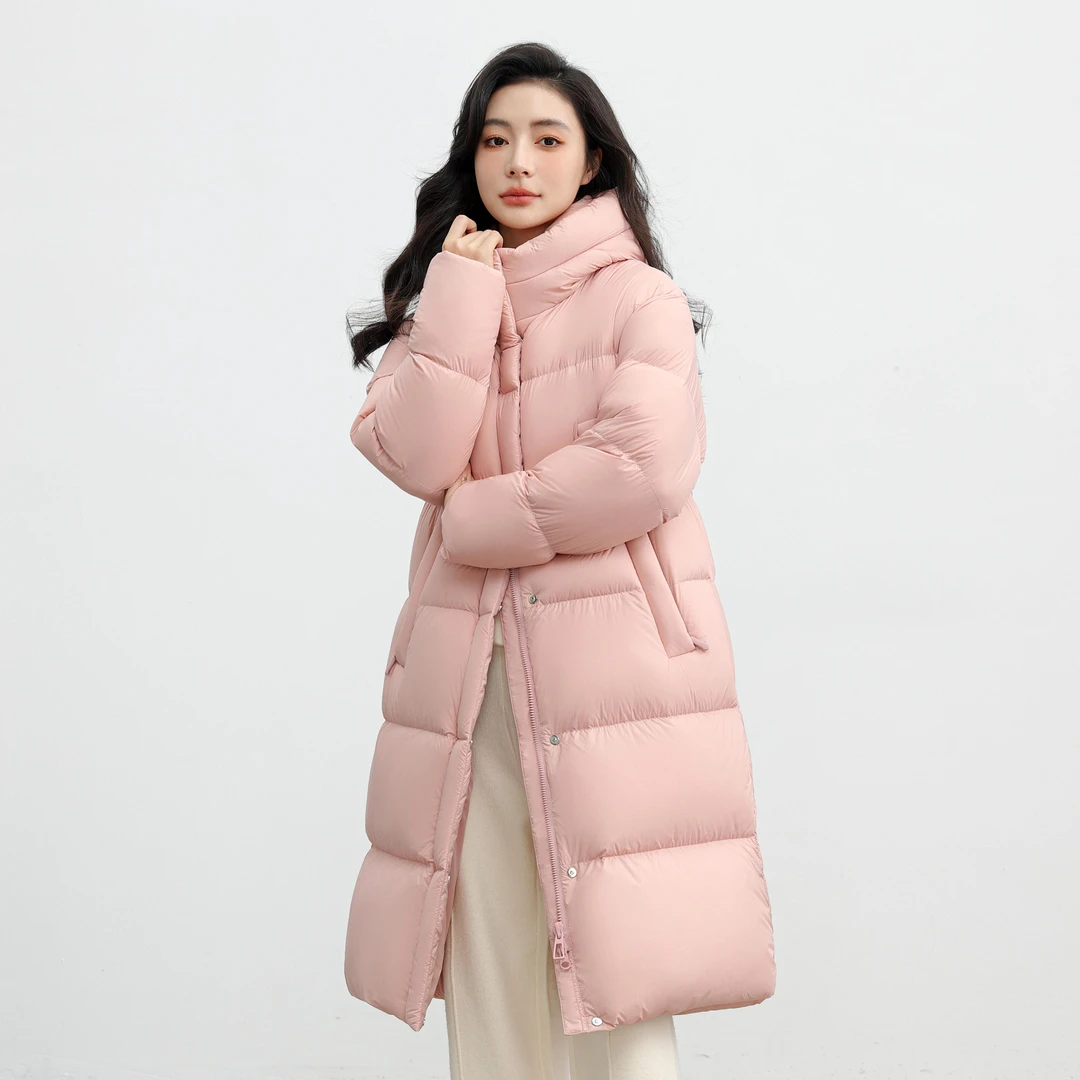 鸭宝宝羽绒服女冬2025新款简约设计中长款加厚外套0039
