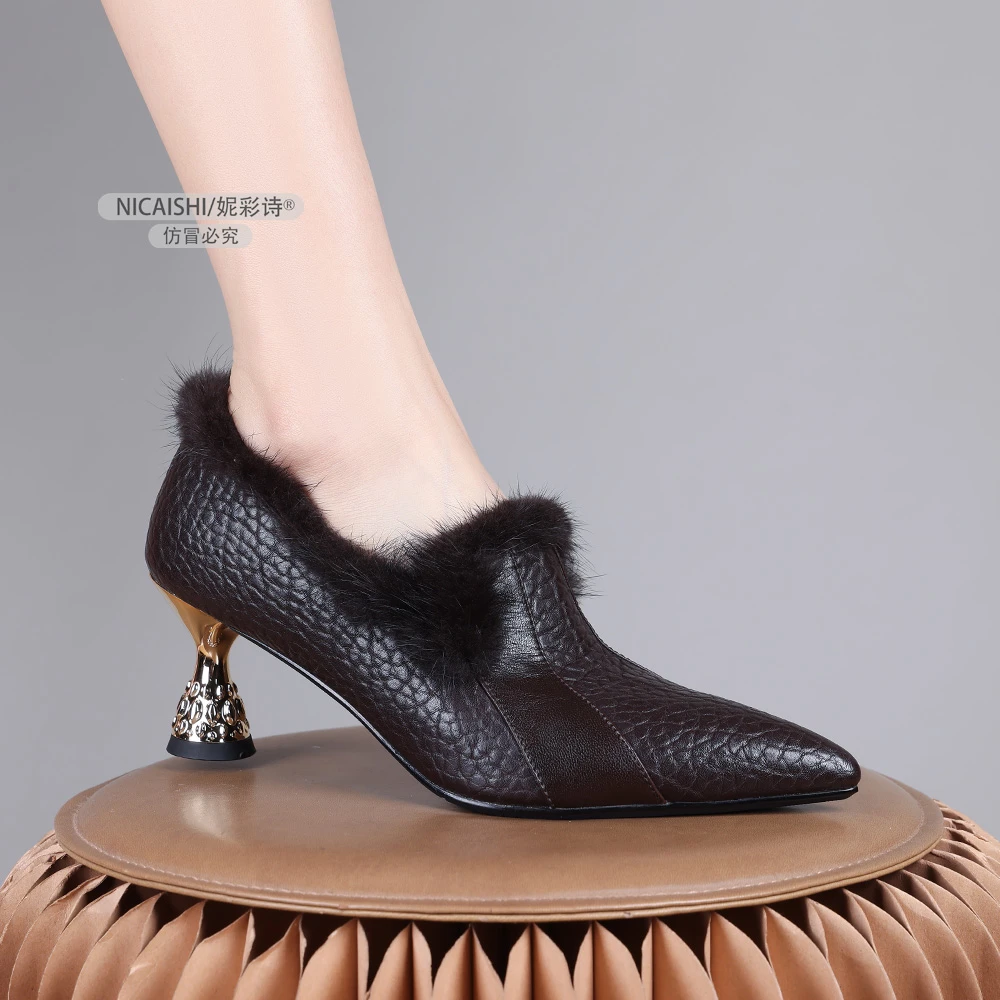 2026新款法式复古外穿粗跟尖头通勤时尚舒适不累脚女单鞋6003