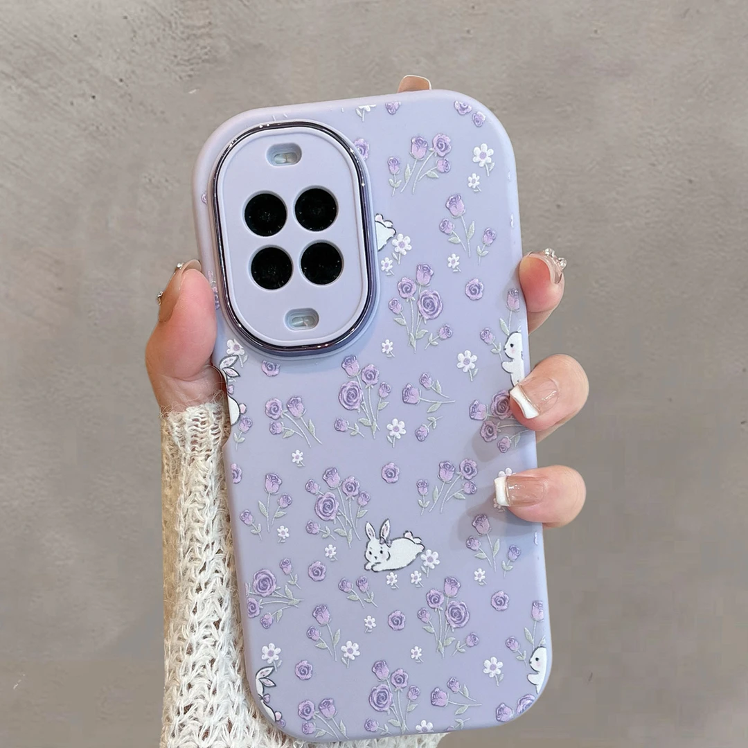 适用于华为nova14手机壳nova14pro紫色14ultra小清新花朵可爱兔子