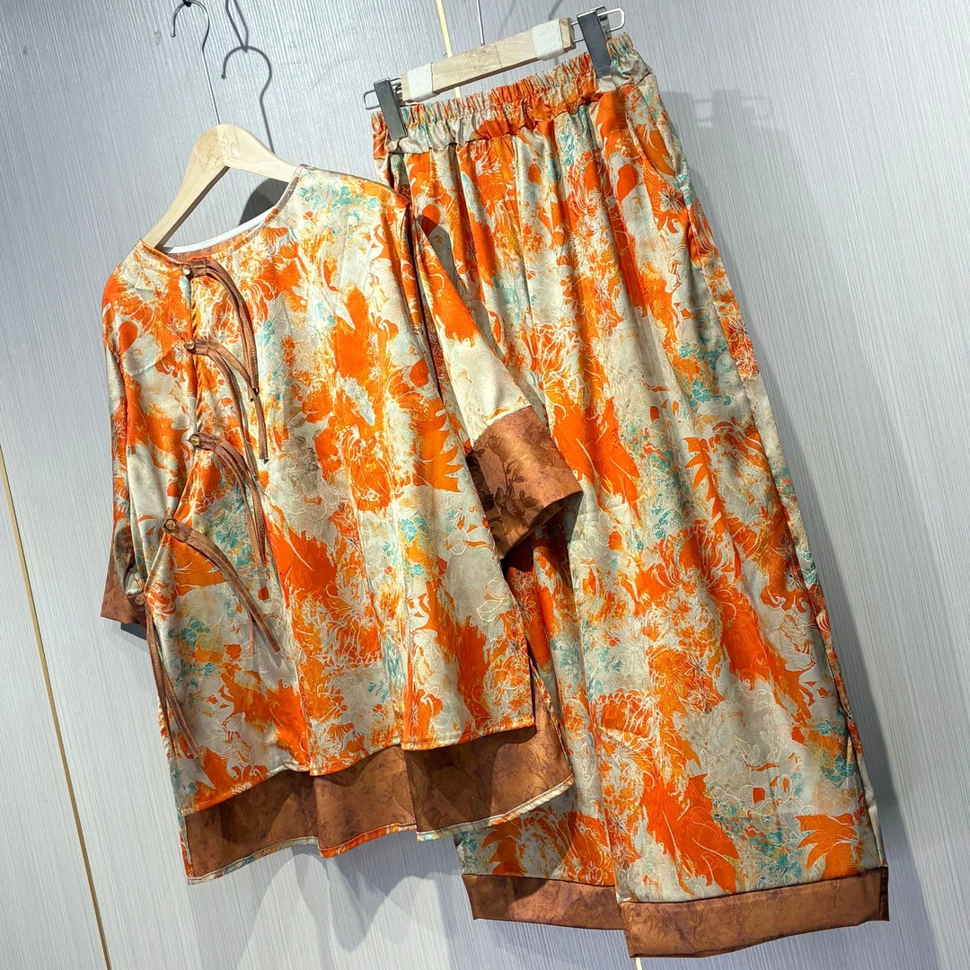 5612重磅设计感套装新中式国风女装2025年新款宽松显瘦两件套套装