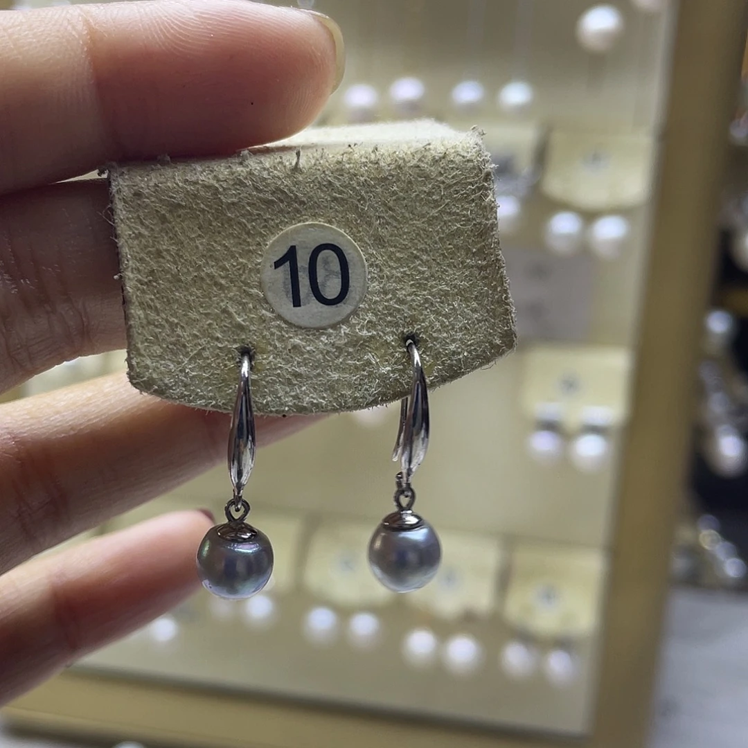 耳饰银S925镶嵌海水珍珠