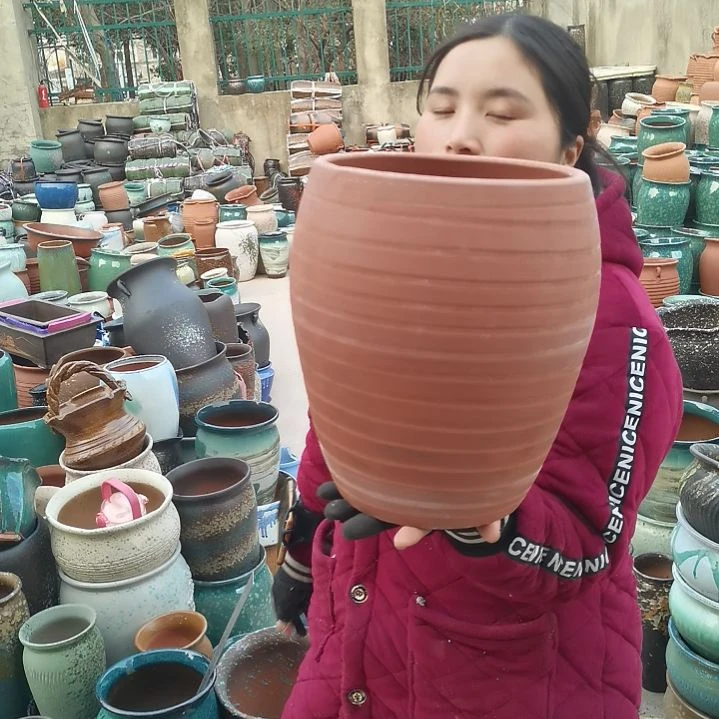 红陶口20高27瑕疵一个盆子