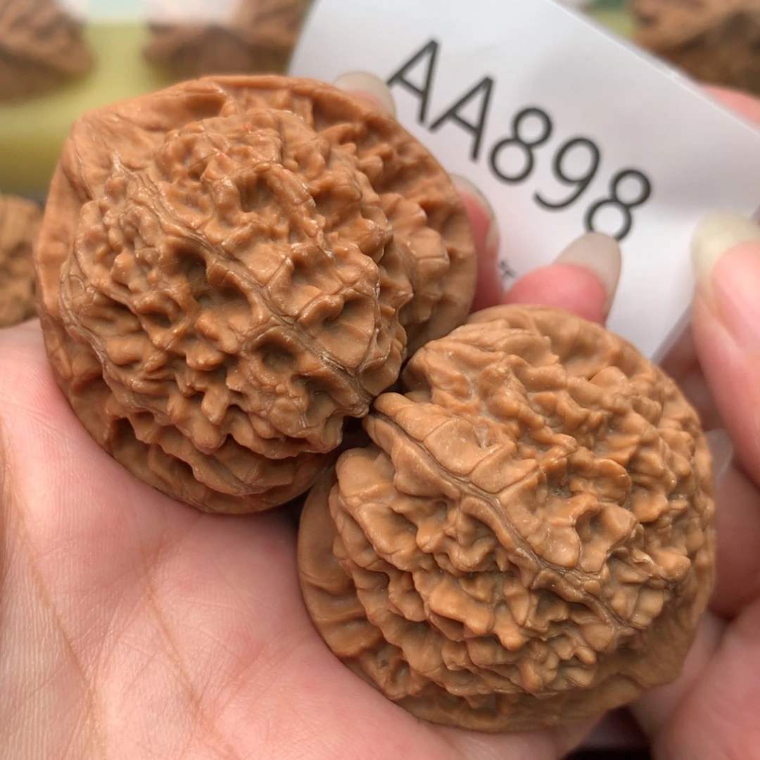 把件文玩核桃直棱红皮官帽46