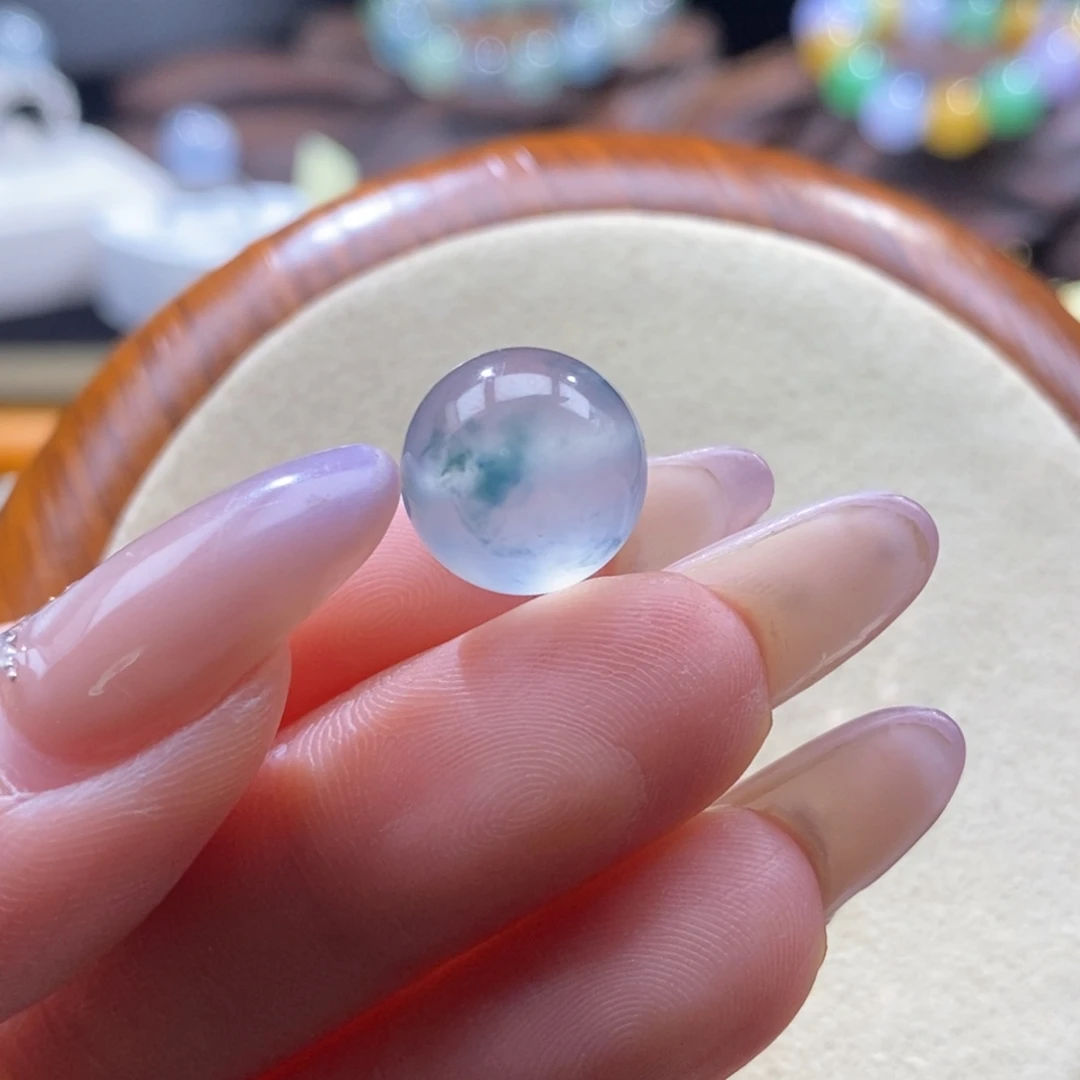 翡翠未镶嵌颈饰翡翠高冰木那飘蓝花珠