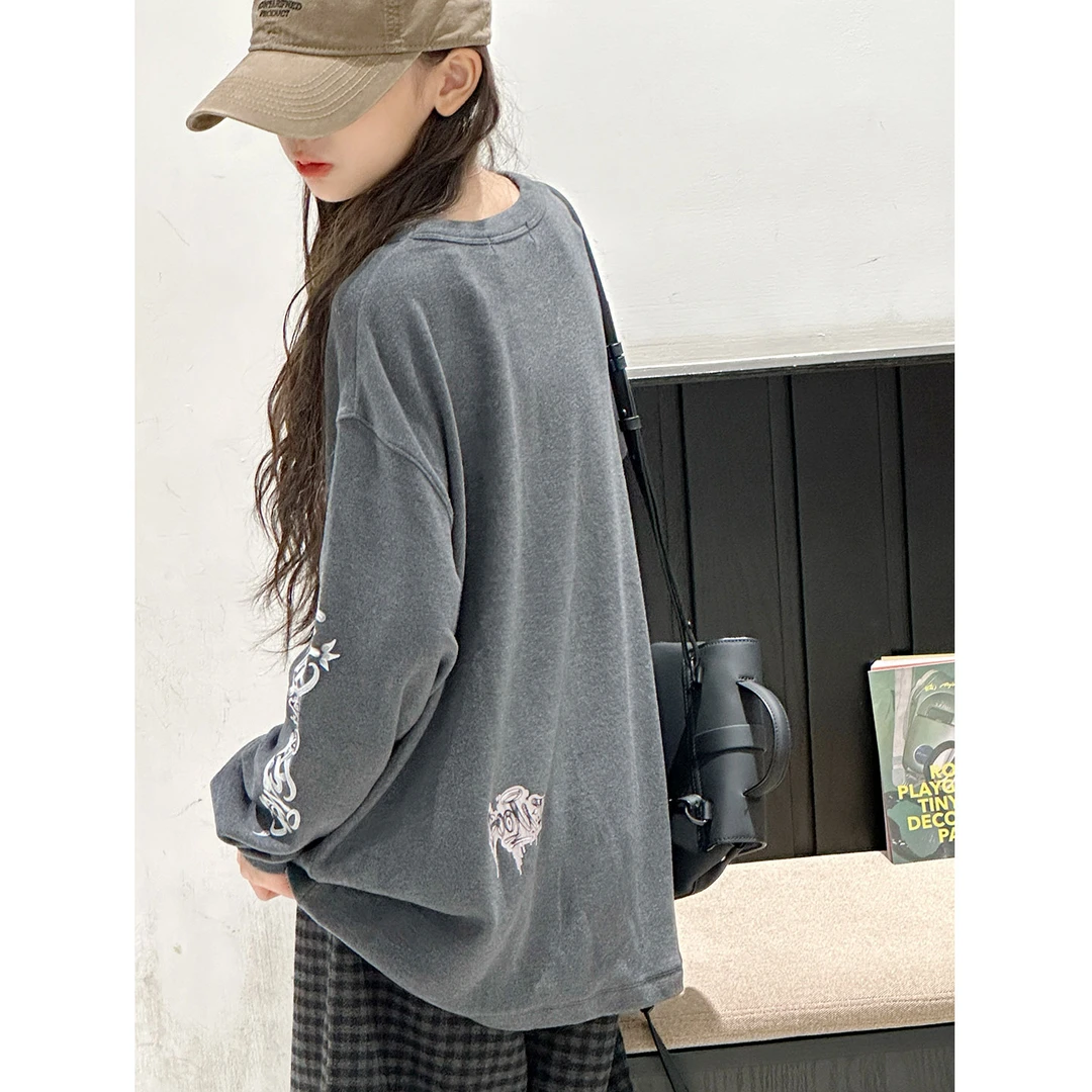 K30113孙小美美式涂鸦女童加厚卫衣秋冬2025新款儿童上衣薄绒打底