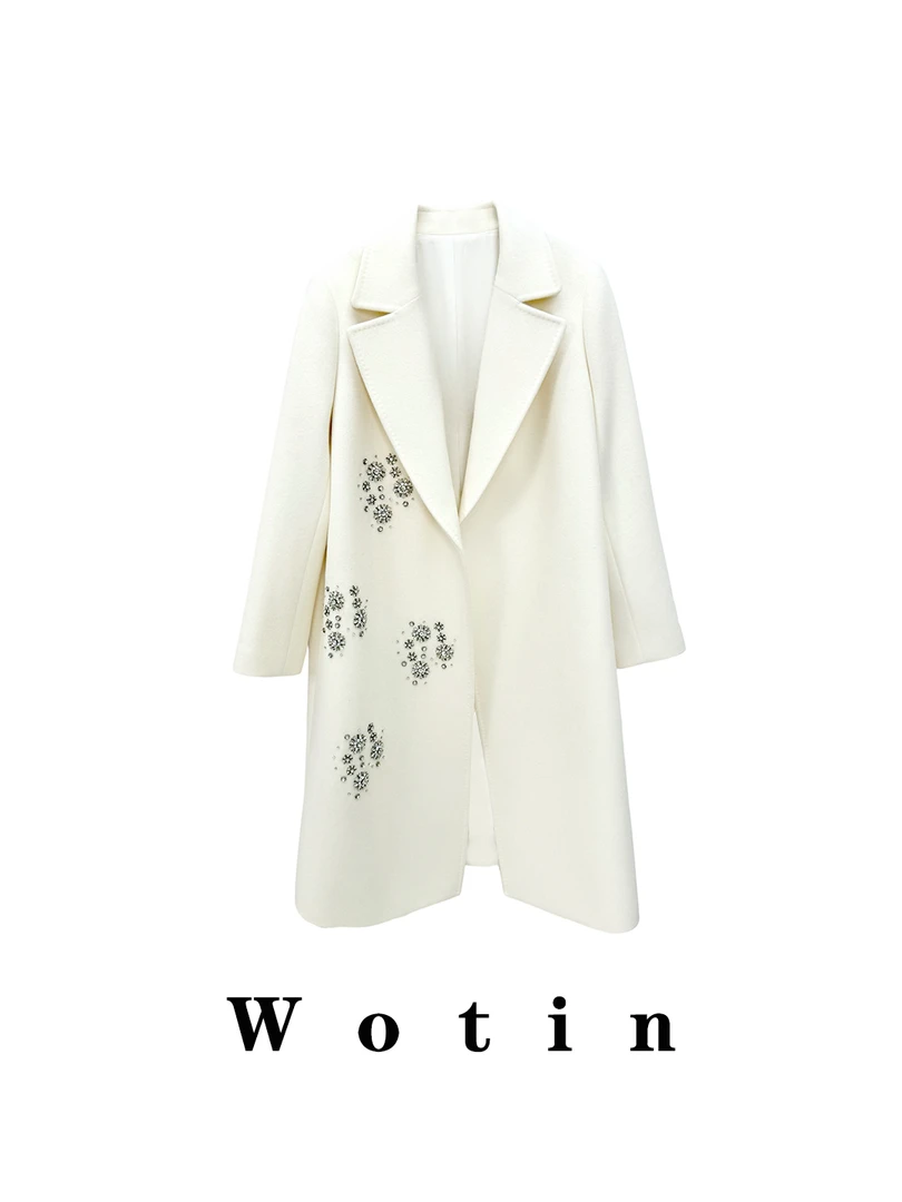 WD | 秋冬长款中式重工加厚30羊绒大衣经典平驳领外套