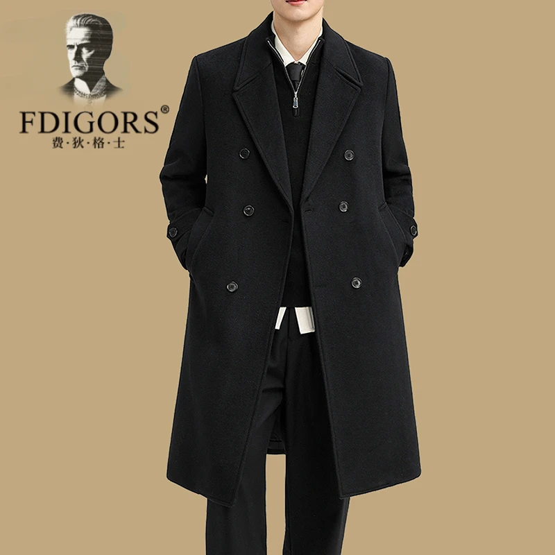费狄格士羊毛呢大衣男中长款过膝休闲男士风衣秋冬季加厚呢子外套