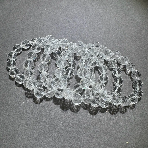 【黑胖珠宝】 H0144白水晶刻面手串 多样性发其一