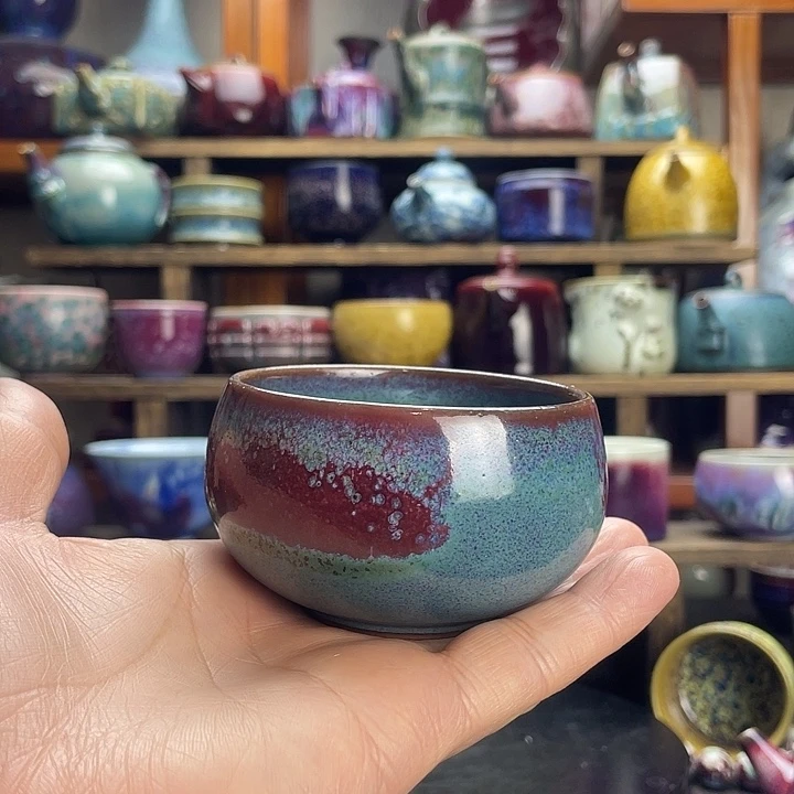 是***呀瓷杯子钧瓷窑变杯