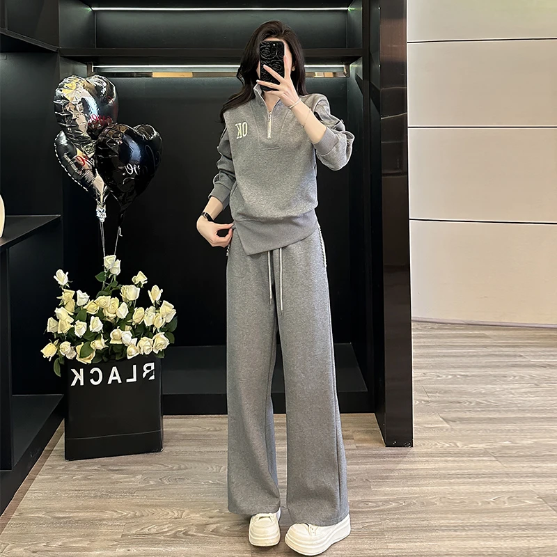 时尚高级感韩版春季新款网红炸街卫衣女宽松阔腿裤休闲两件套潮