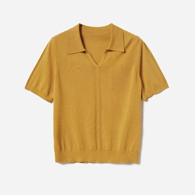 夏季女士短袖针织衫显瘦百搭翻领时尚TN2522