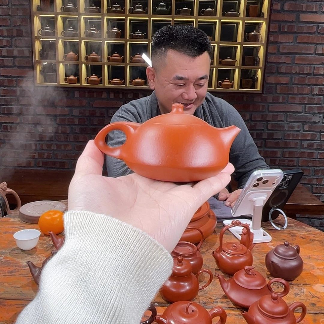 紫砂茶壶玉兔壶朱泥120-130cc