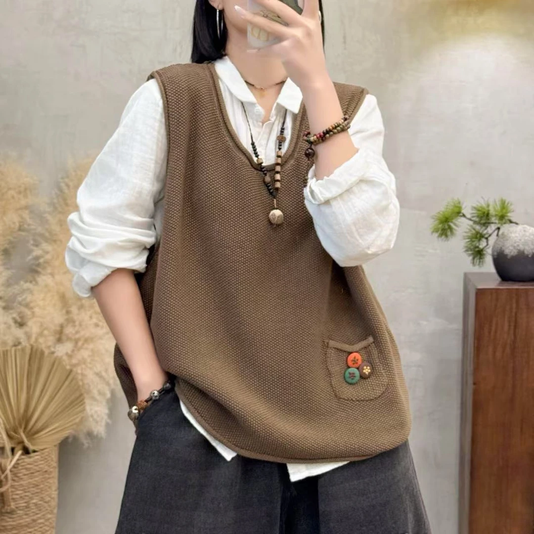 玛罗兰 春季新款百搭 三布扣全棉针织马甲