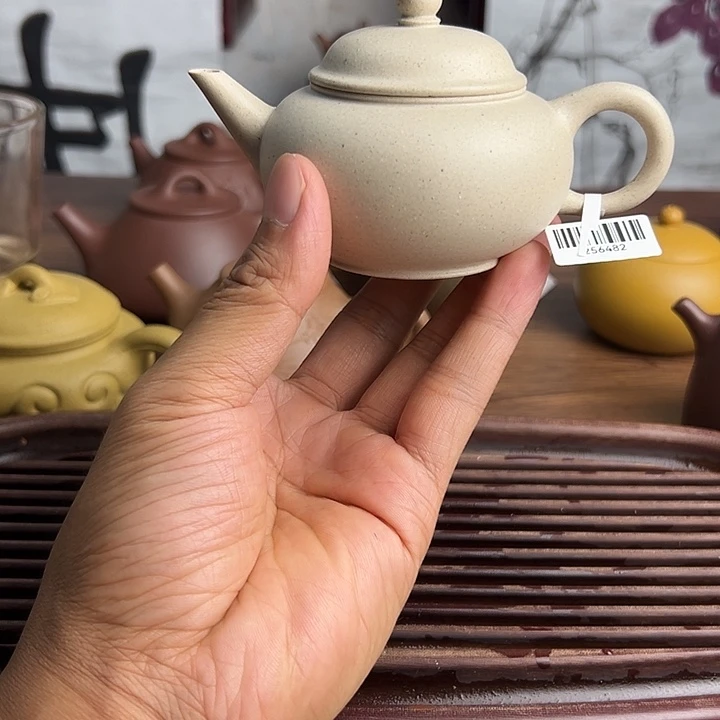 灰***白茶壶紫砂原矿白泥紫砂壶水平壶