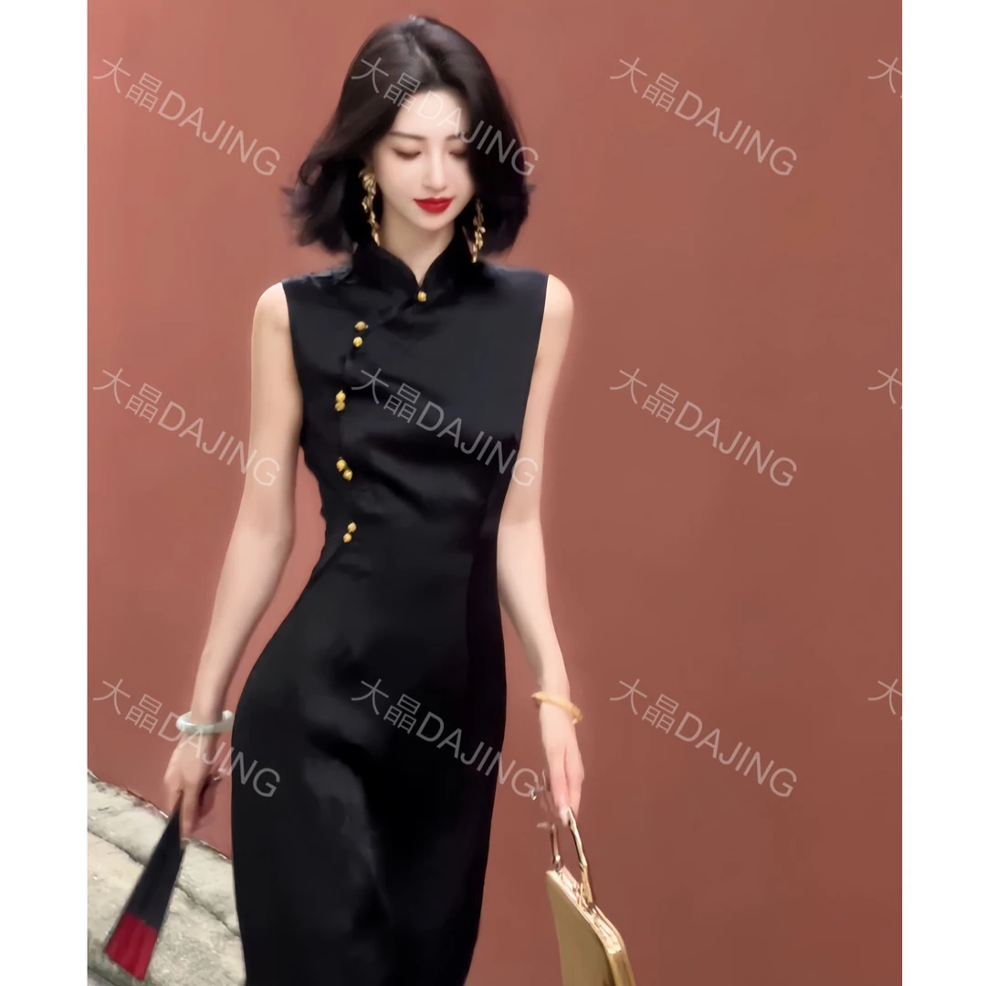 【大晶定制】“东方锦鲤”新款国风醋酸斜襟锦鲤串珠重工改良修身旗袍