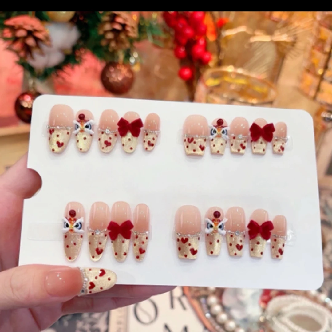 鸿运当头 手工猫眼美甲立体浮雕光疗穿戴高级设计猫眼豹纹