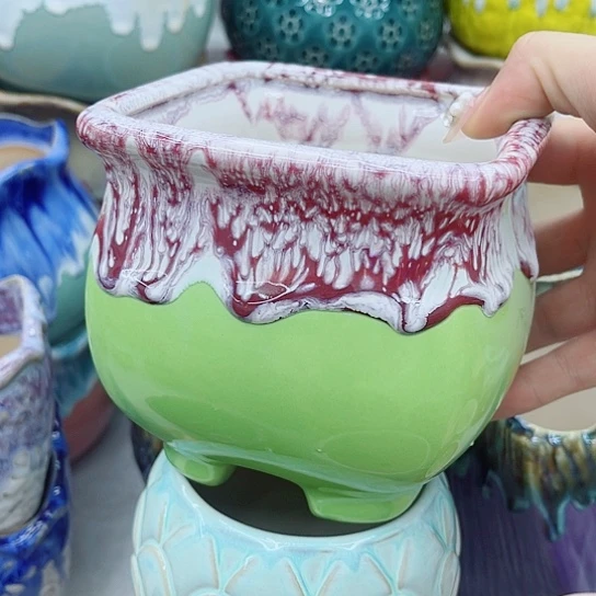 多肉绿植陶瓷花盆9.9包邮，有孔