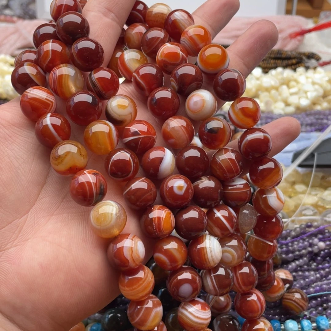 合金玛瑙/玉髓珠宝半成品一条装卡14mm红缠丝玛瑙羊板眼