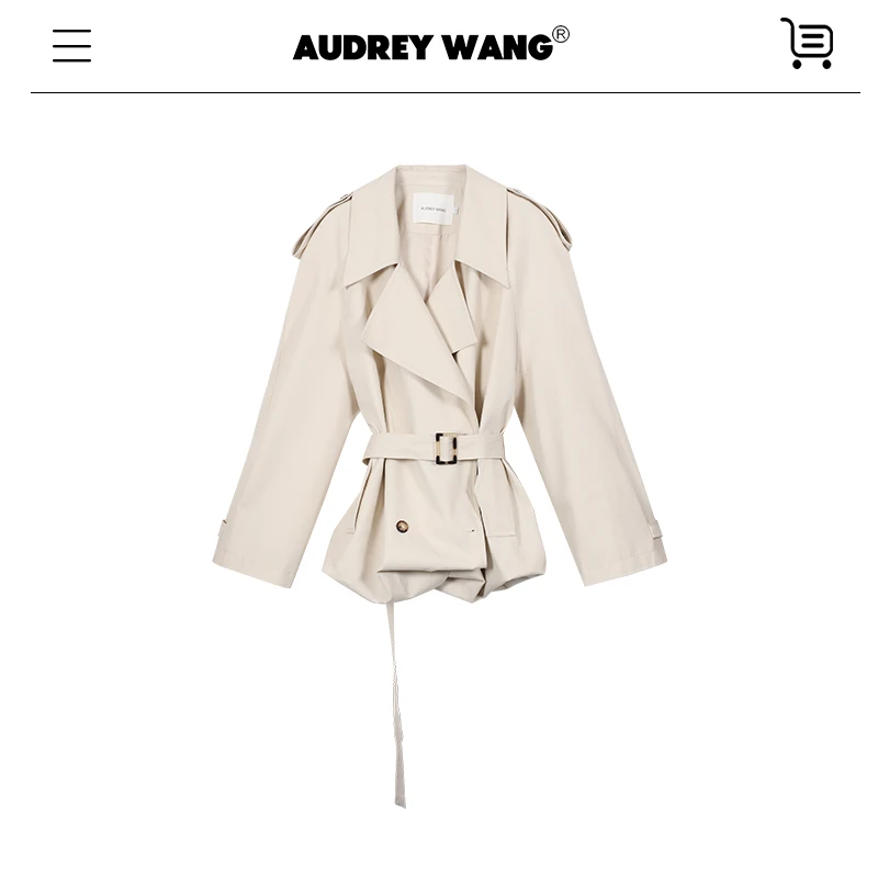 AUDREYWANG街头时髦客随性百搭立体阔型感两穿风衣11815