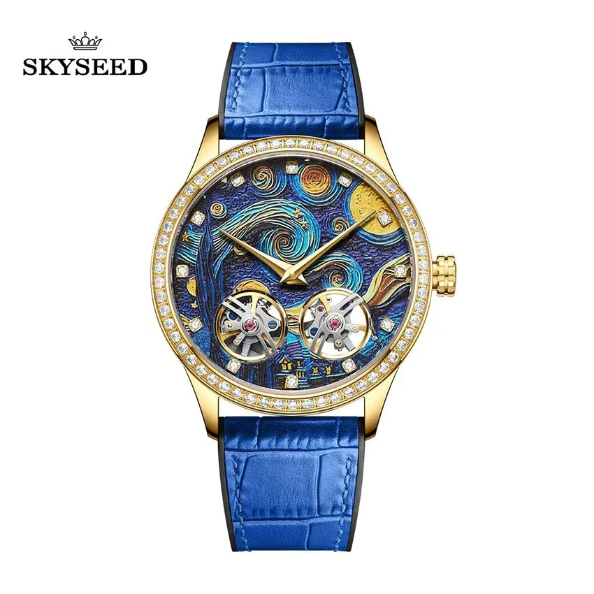 skyseed/天代拉尼亚博林系列星空印象金男士时尚典腕表-XJ8