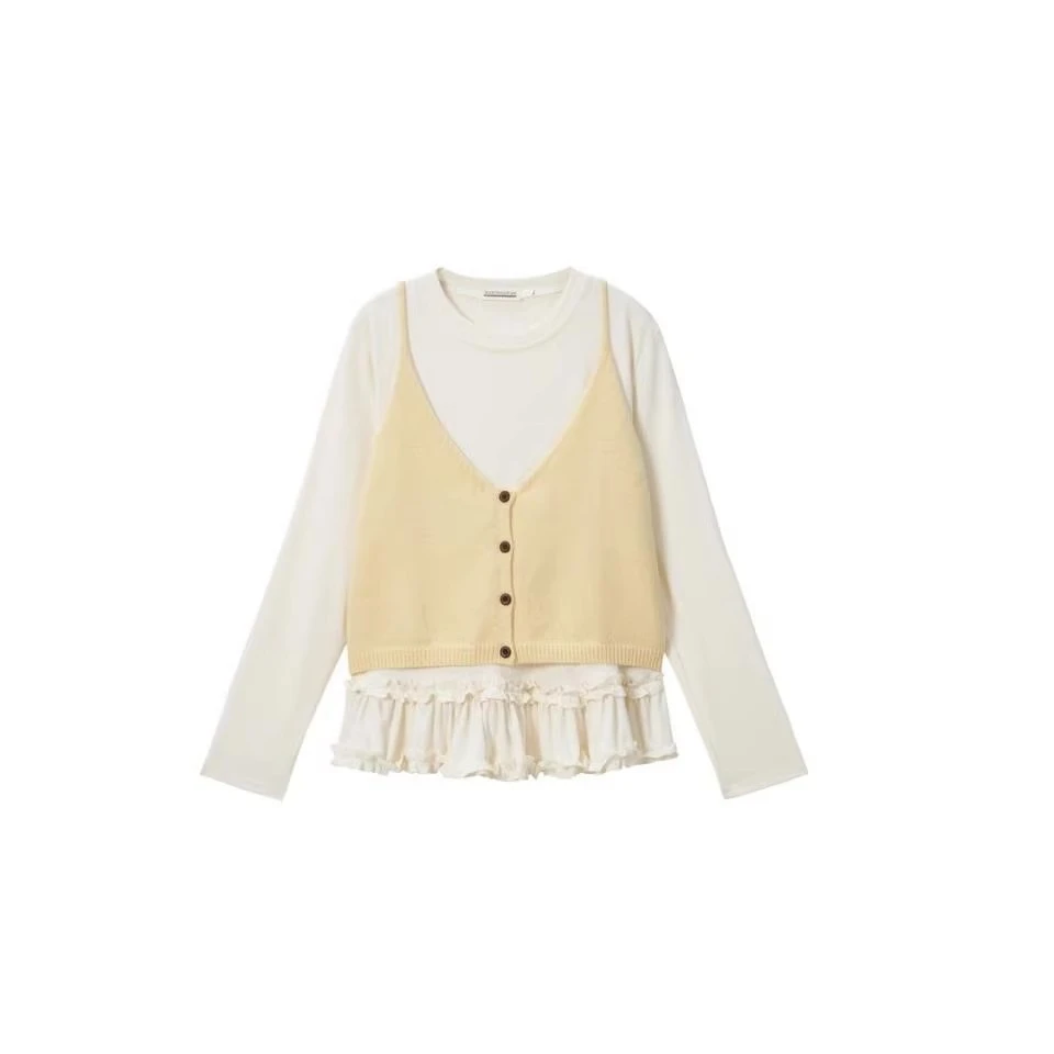 韩系chic叠穿毛衣吊带开衫女短款宽松外穿针织背心百搭休闲马甲