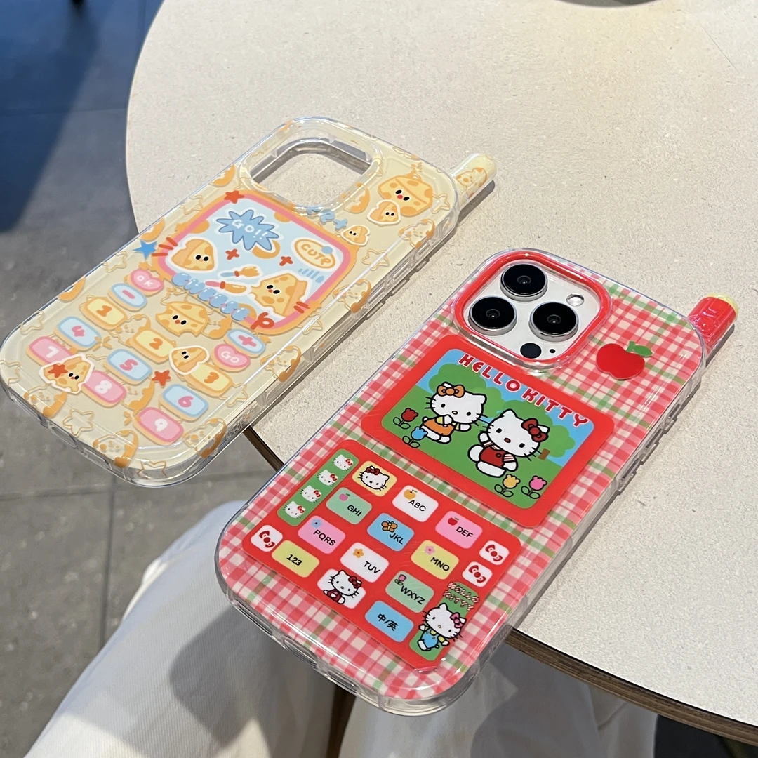 大哥大粉色Kitty猫-黄色奶酪创意手机壳适用苹果iphone16可爱风15