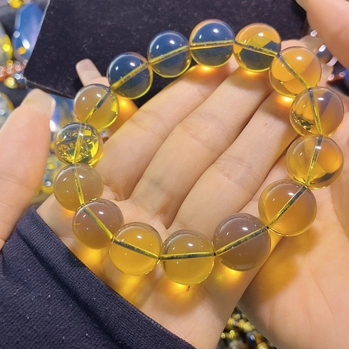 琥珀未镶嵌珠宝奇石墨西哥蓝珀手串14