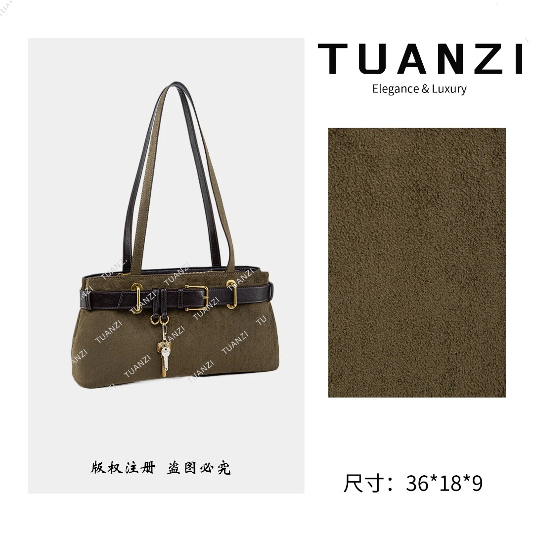 TAUNZI『高端玩家』秋冬新款36cm腋下包 QYX-81678-1-松茶色