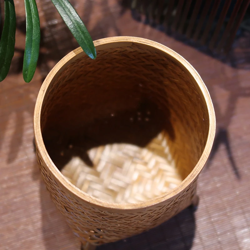 乌镇西栅【竹器店】手工竹编大漆工艺收纳筒茶具零食废纸篓小号篮子