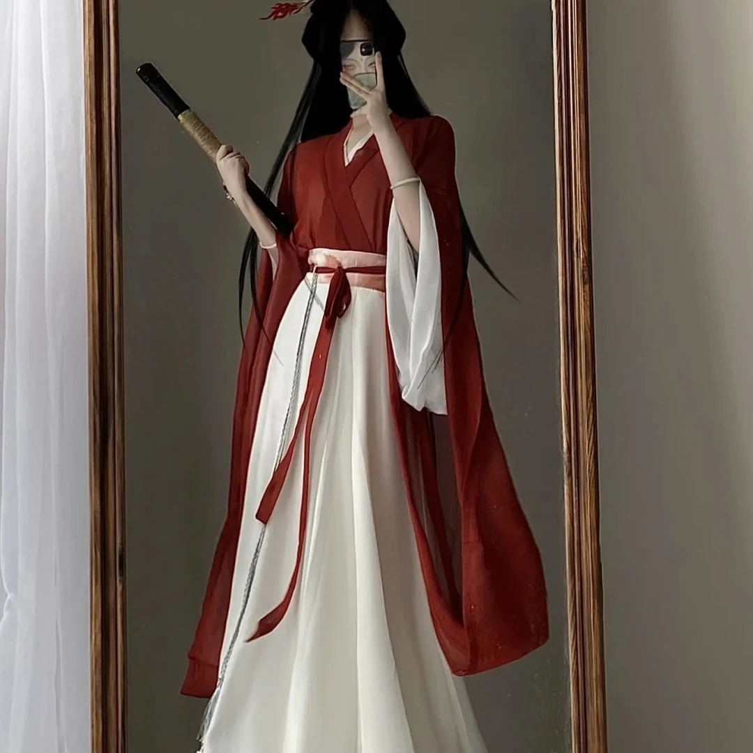 古装魏晋汉服古风南北朝交领大袖八破裙中国风汉元素重工印花套装