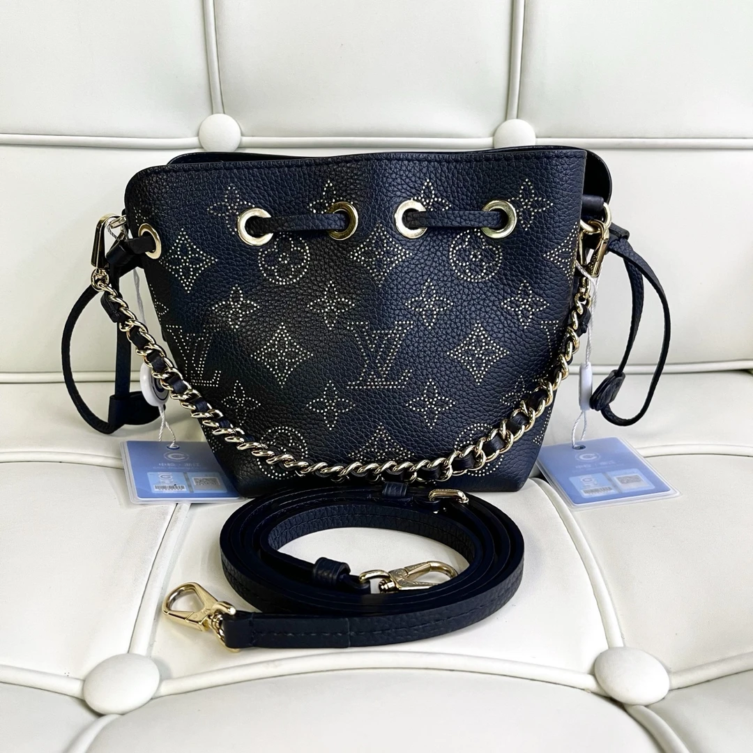 95新 LouisVuitton/路易威登 119563 lv黑色月光女神小水桶斜挎包