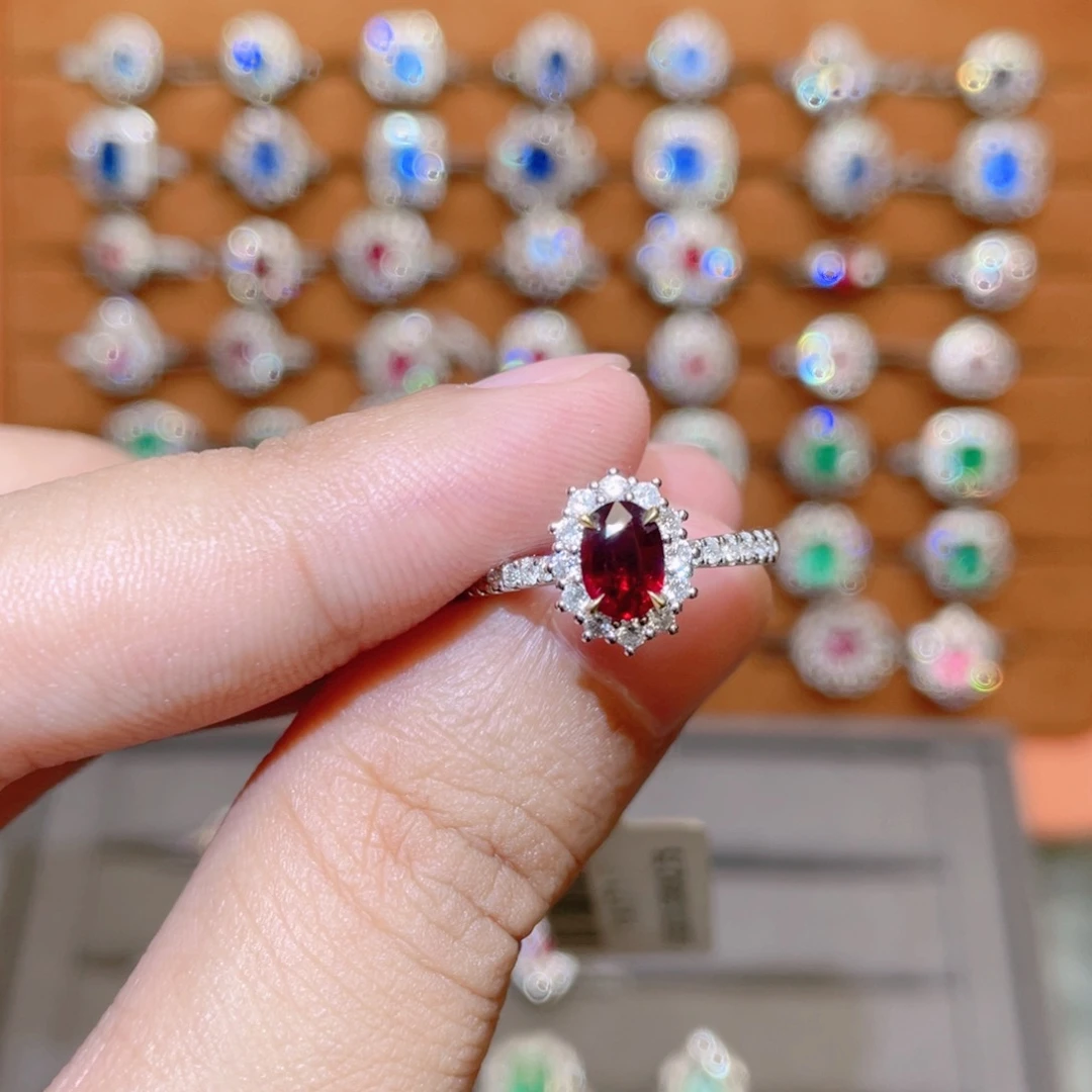 红宝石戒指18K金镶嵌0.58ct 无烧鸽血