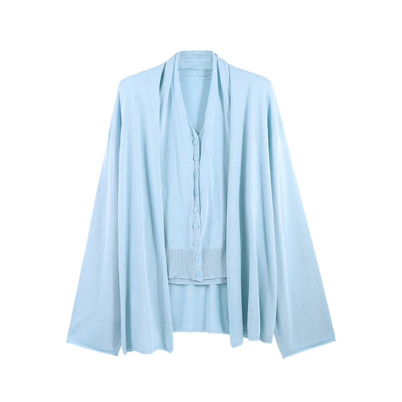 「京京」冰丝针织衫开衫吊带两件套设计感百搭上衣SHBZEH917693