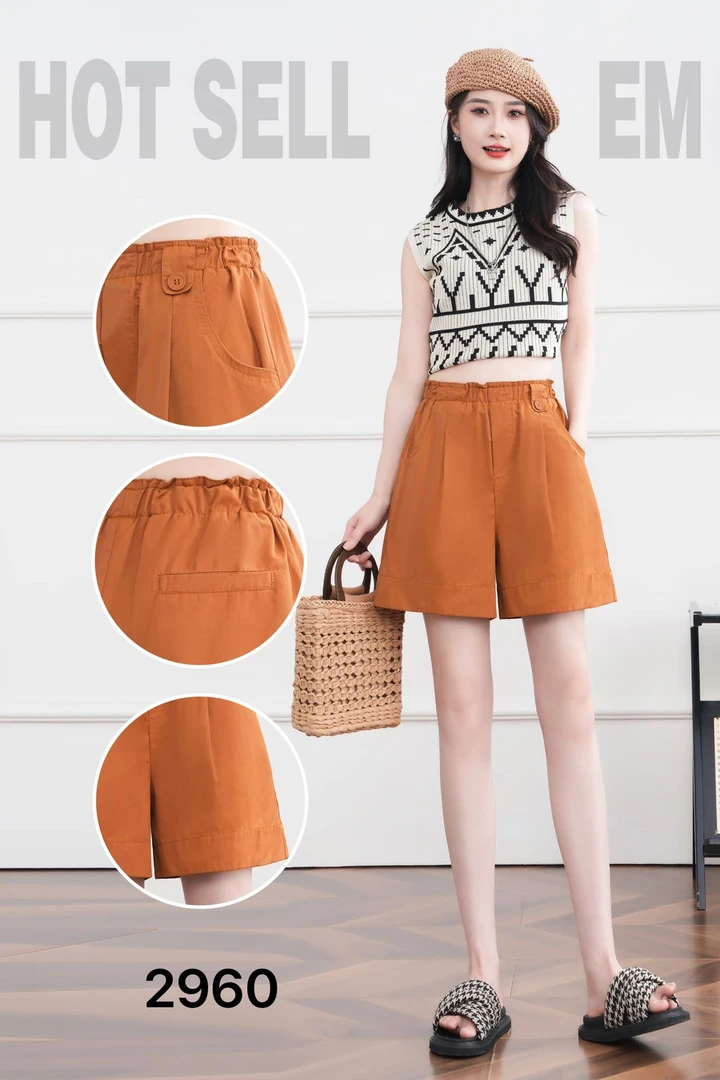 百搭高腰四分短裤女装夏季短裤阔腿宽松时尚纯色